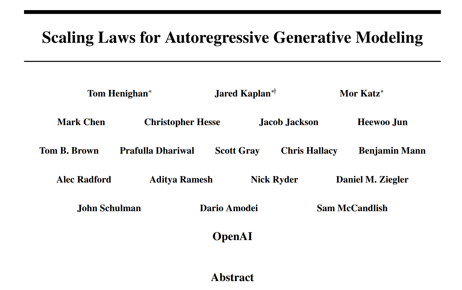 OpenAI's “Scaling Laws for Autoregressive Generative Modeling”