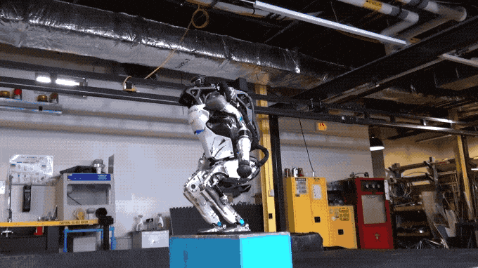 Robot backflipping.